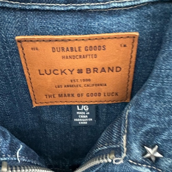 Lucky Brand Starsky Star Studded Ranch Denim Jacket Size L Western - Picture 6 of 9